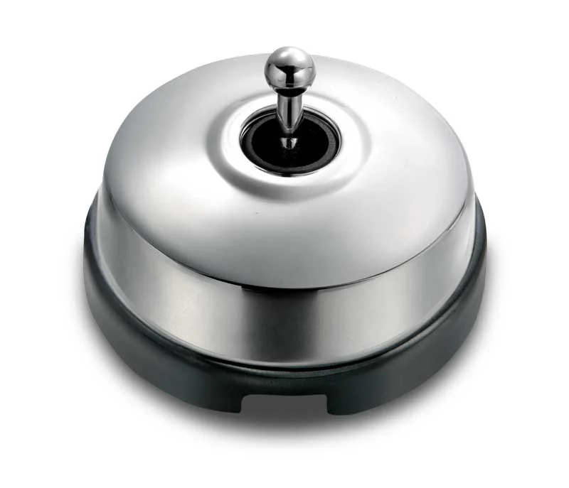 Strömbrytare - Krom/svart porslin - Trappströmbrytare - med kulohål