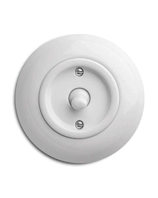 Strömbrytare rund vitt porslin - Vippströmbrytare (spak) - Image 2