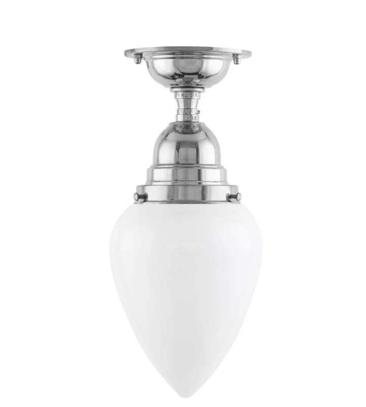 Taklampa - Byström 80 nickel, vit droppe