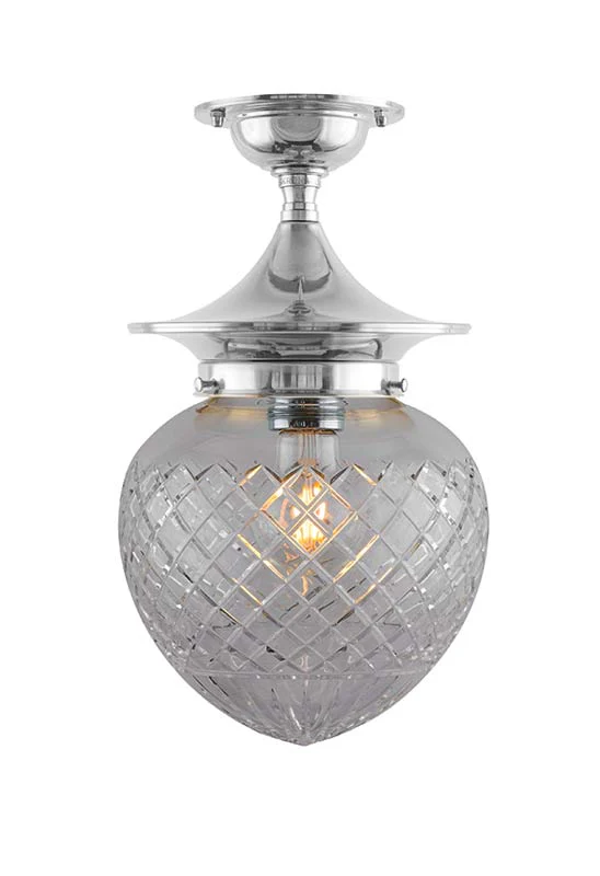 Taklampa - Dahlberg 100 nickel, klarglas droppe