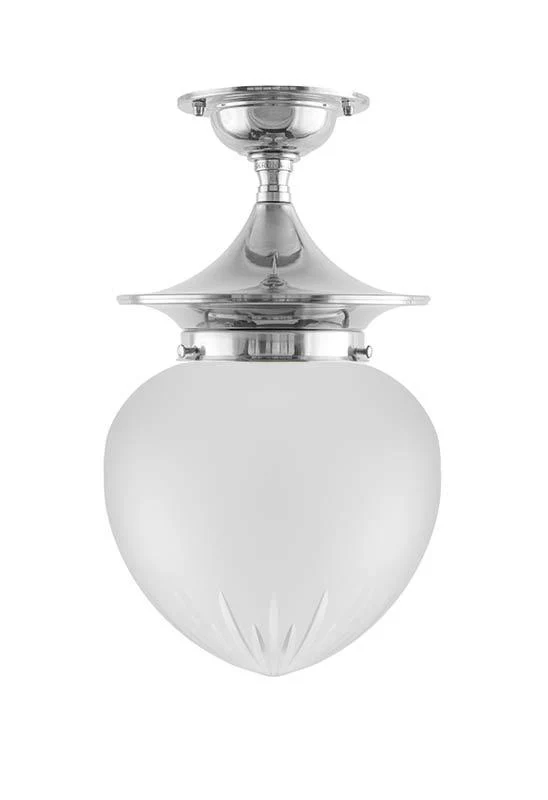 Taklampa - Dahlberg 100 nickel, mattglas droppe