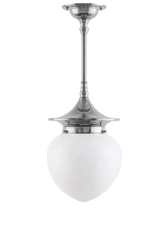 Taklampa - Dahlbergspendel 100 nickel, opalvit droppe