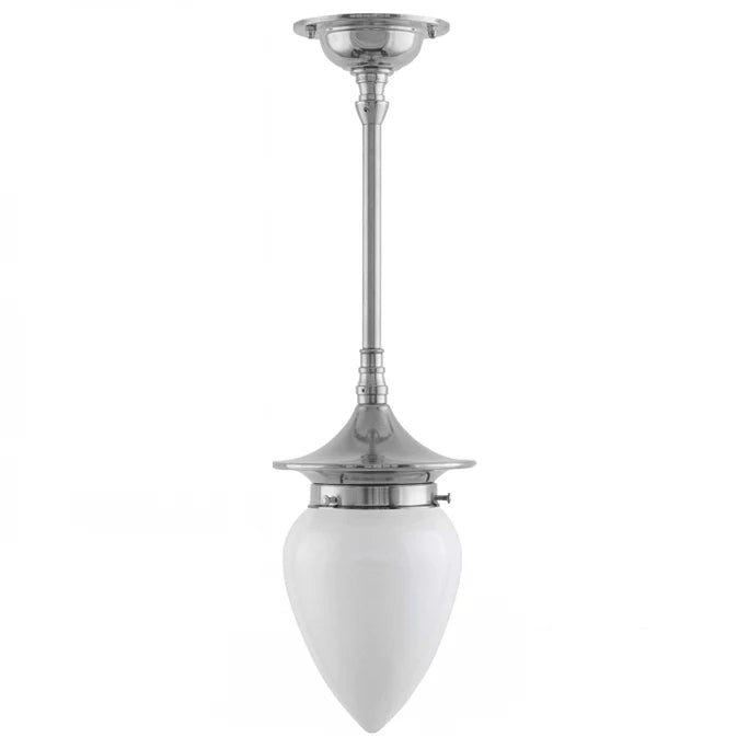 Taklampa - Dahlbergspendel 80 nickel, opalvit droppe