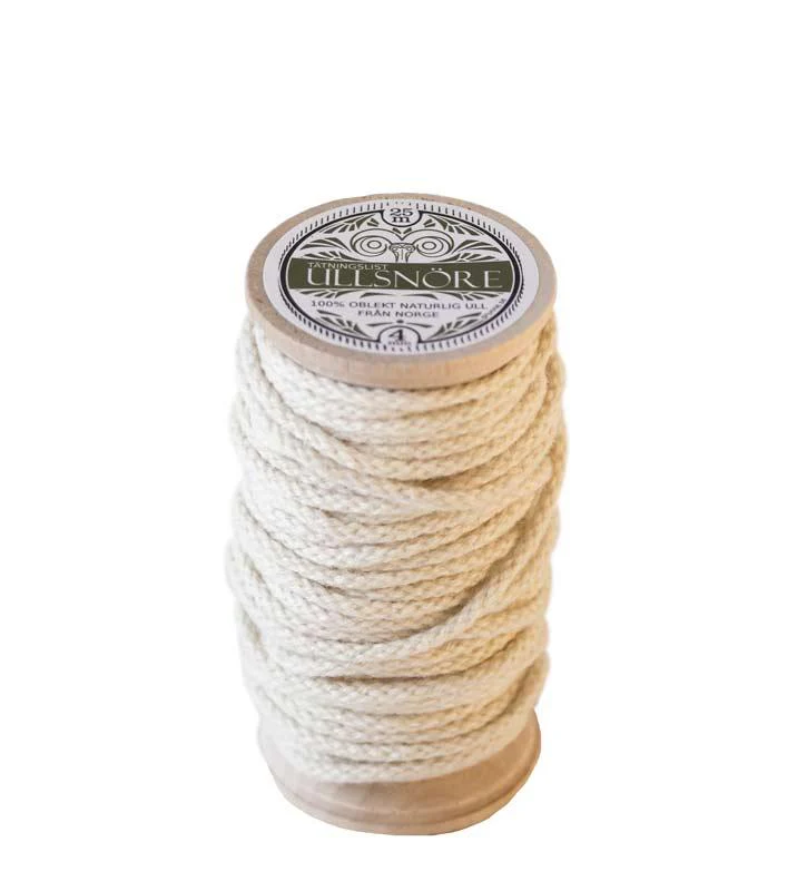TÀtningslist ull - 4 mm ullsnöre vit, 25m