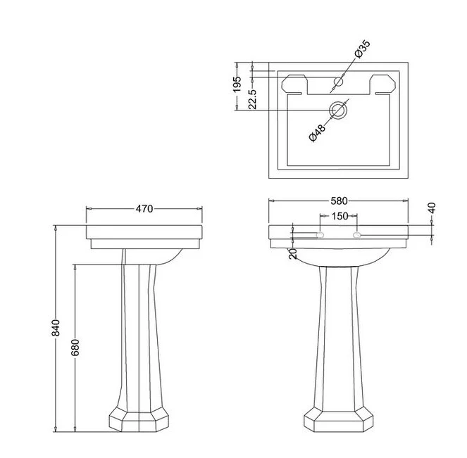TvÀttstÀll - Burlington Clean 58 cm med piedestal - Image 2