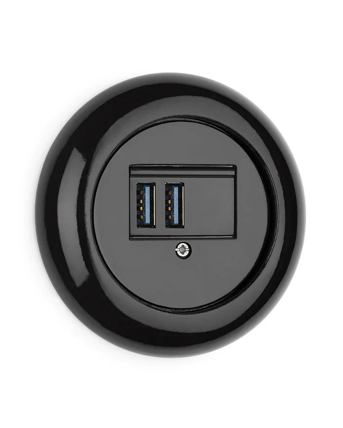 USB-uttag - Svart porslin