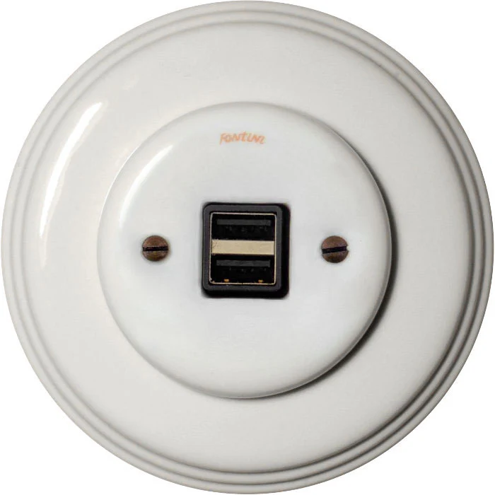 USB-uttag - Vitt porslin, Garby Colonial