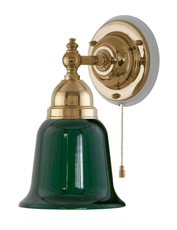 VÀgglampa - Adelborg mÀssing med grönt glas - Image 3