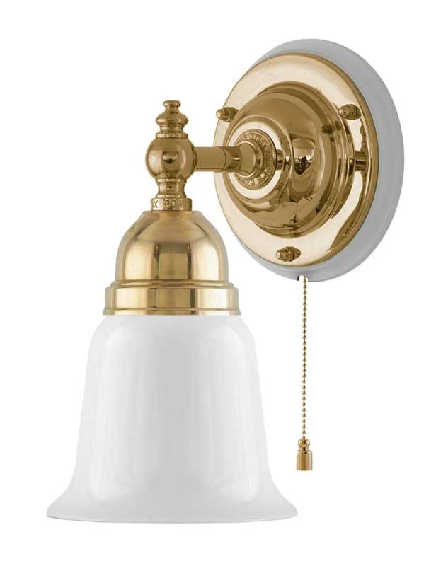 VÀgglampa - Adelborg mÀssing, opalvit klocka - Image 3