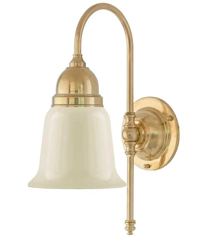 Vägglampa - Ahlström mässing, benvit klocka