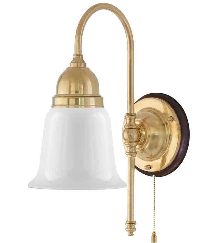 Vägglampa - Ahlström mässing, opalvit klocka - Image 2