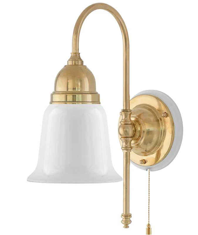 Vägglampa - Ahlström mässing, opalvit klocka - Image 3