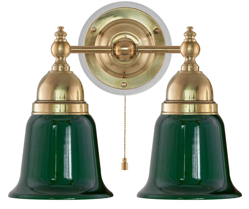 Vägglampa - Bergman mässing, grön klocka - Image 3