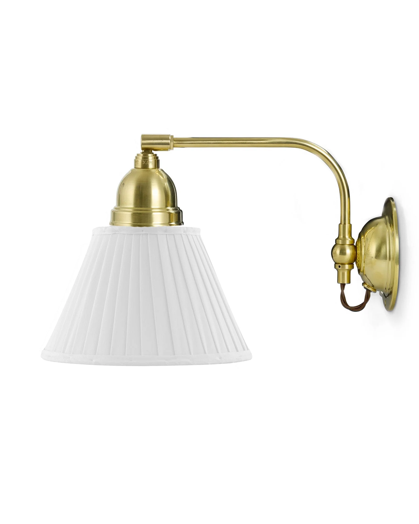 VÀgglampa - Gripenberg mÀssing, vit tygskÀrm, brun