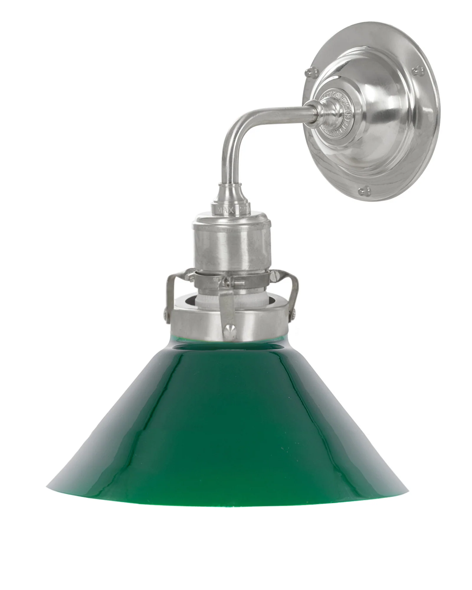 Vägglampa - Lillienstedt nickel, liten grön skomakarskärm