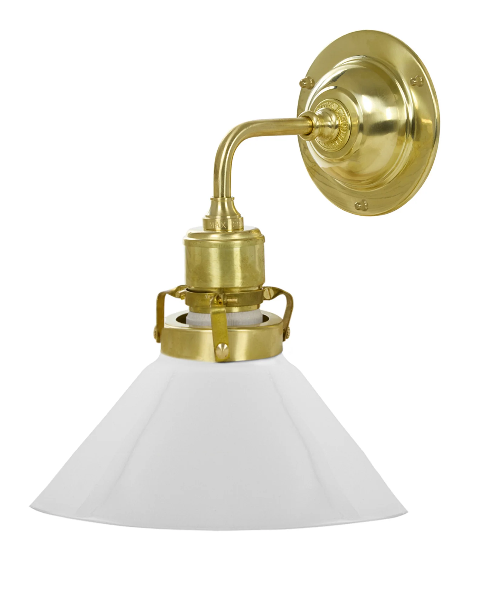 Vägglampa - Lillienstedt mässing, liten vit skomakarskärm