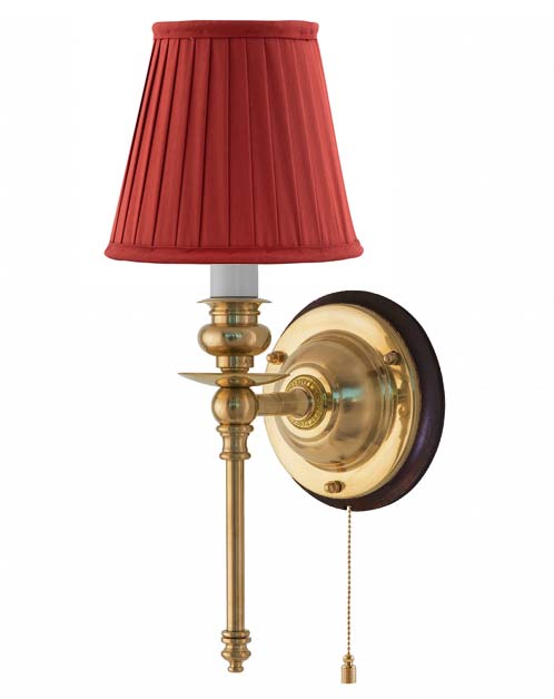 Vägglampa - Ribbing mässing, röd skärm - Image 2