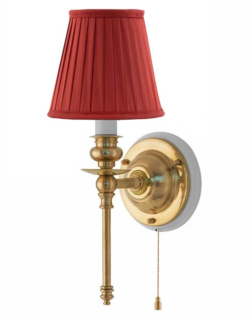 Vägglampa - Ribbing mässing, röd skärm - Image 3