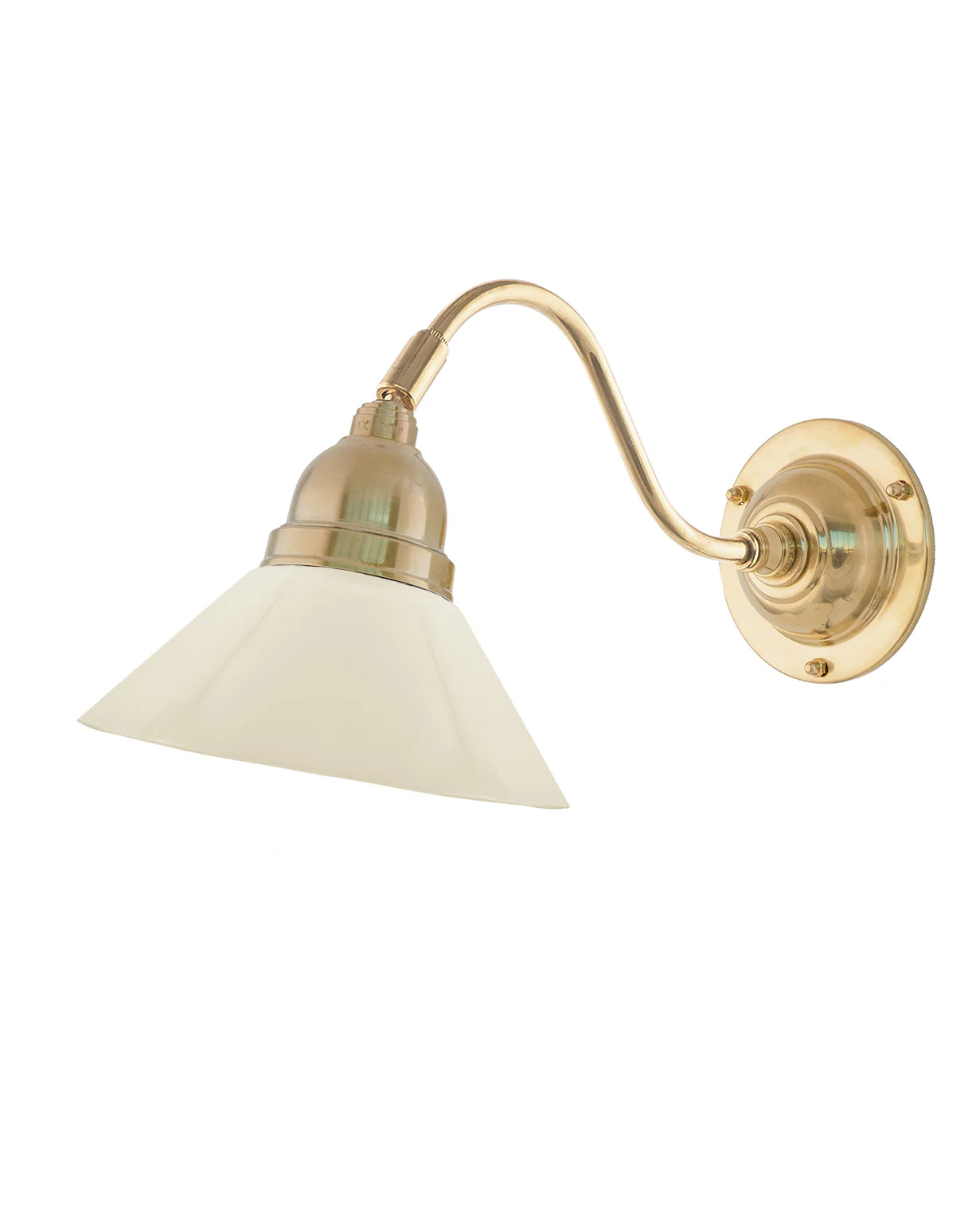 Vägglampa - Runeberg mässing, benvit skomakarskärm
