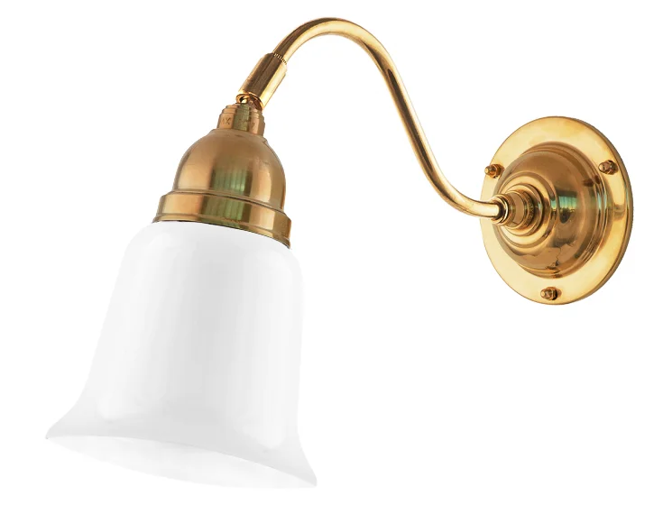 VÀgglampa - Runeberg mÀssing, opalvit klocka
