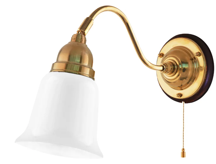 VÀgglampa - Runeberg mÀssing, opalvit klocka - Image 2