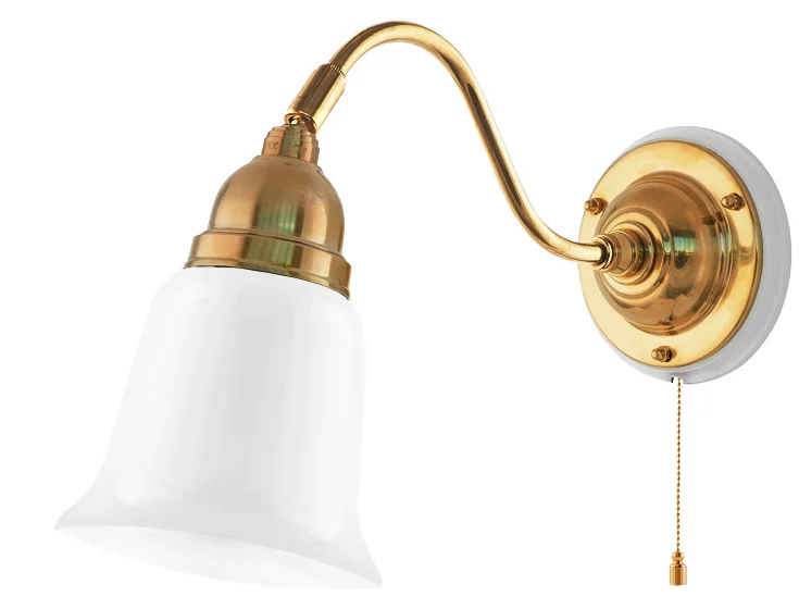 VÀgglampa - Runeberg mÀssing, opalvit klocka - Image 3