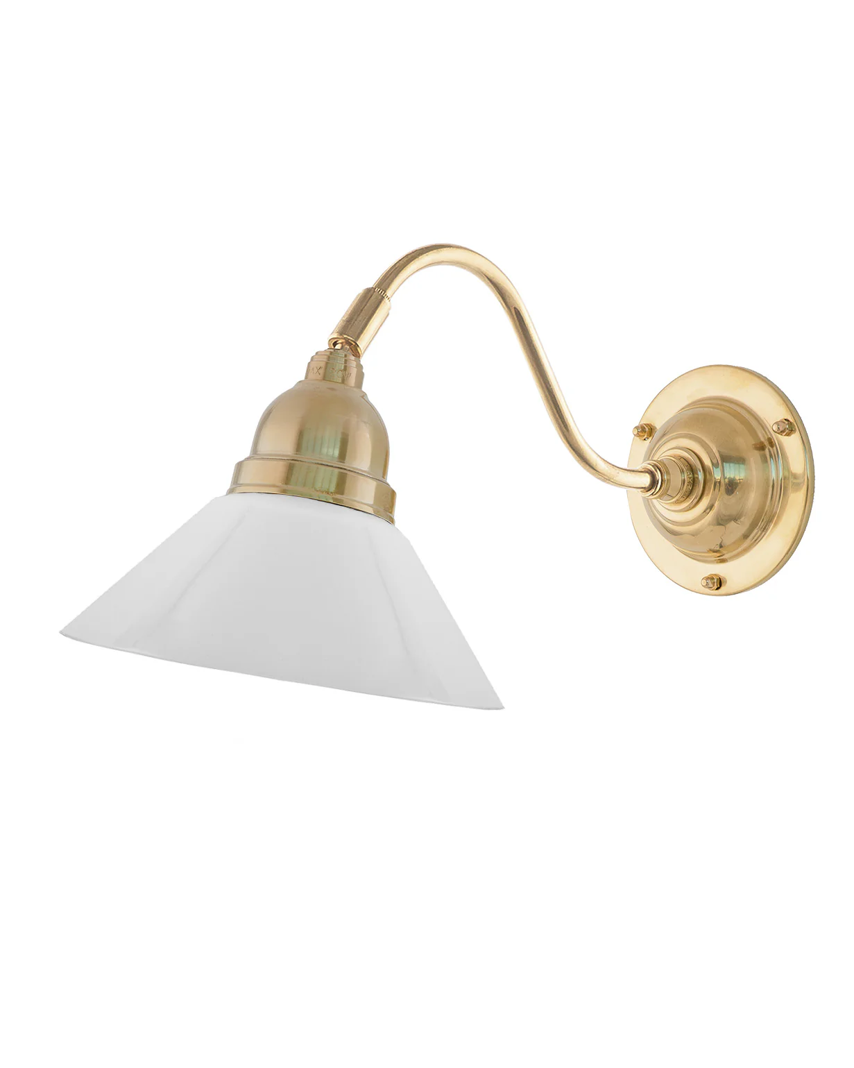 Vägglampa - Runeberg mässing, vit skomakarskärm