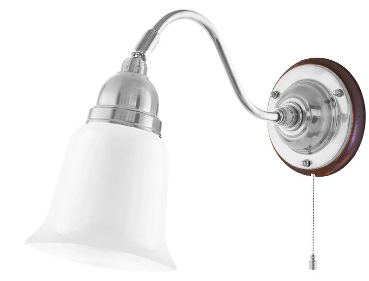 Vägglampa - Runeberg nickel, opalvit klocka - Image 2