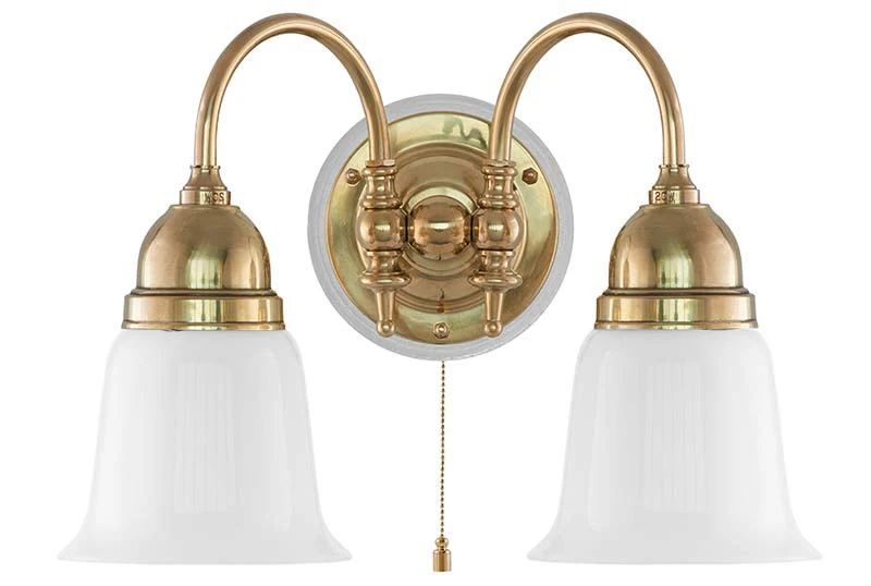 VÀgglampa - Stackelberg mÀssing, opalvit klocka - Image 3