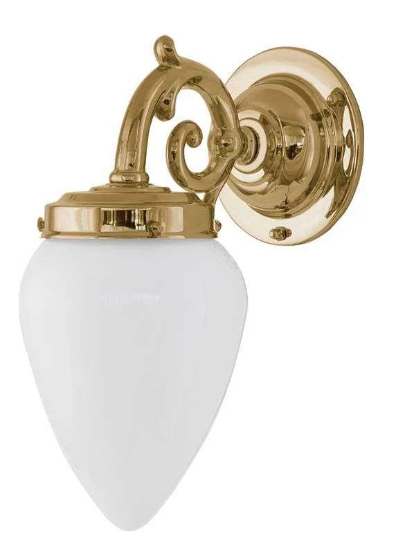 Vägglampa - Topelius mässing, opalvit droppe