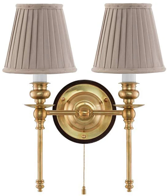 VÀgglampa - Wivallius mÀssing, beige tygskÀrm - Image 2