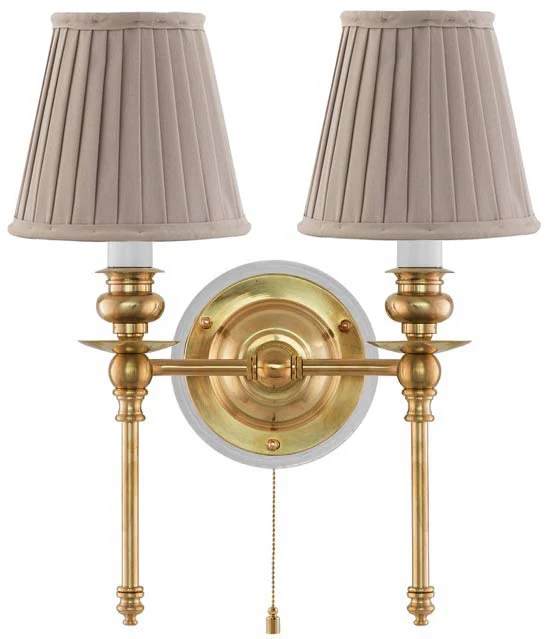VÀgglampa - Wivallius mÀssing, beige tygskÀrm - Image 3