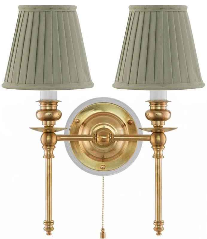 VÀgglampa - Wivallius mÀssing, olivgrön tygskÀrm - Image 3