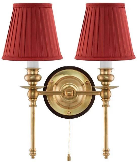 VÀgglampa - Wivallius mÀssing, röd tygskÀrm - Image 2