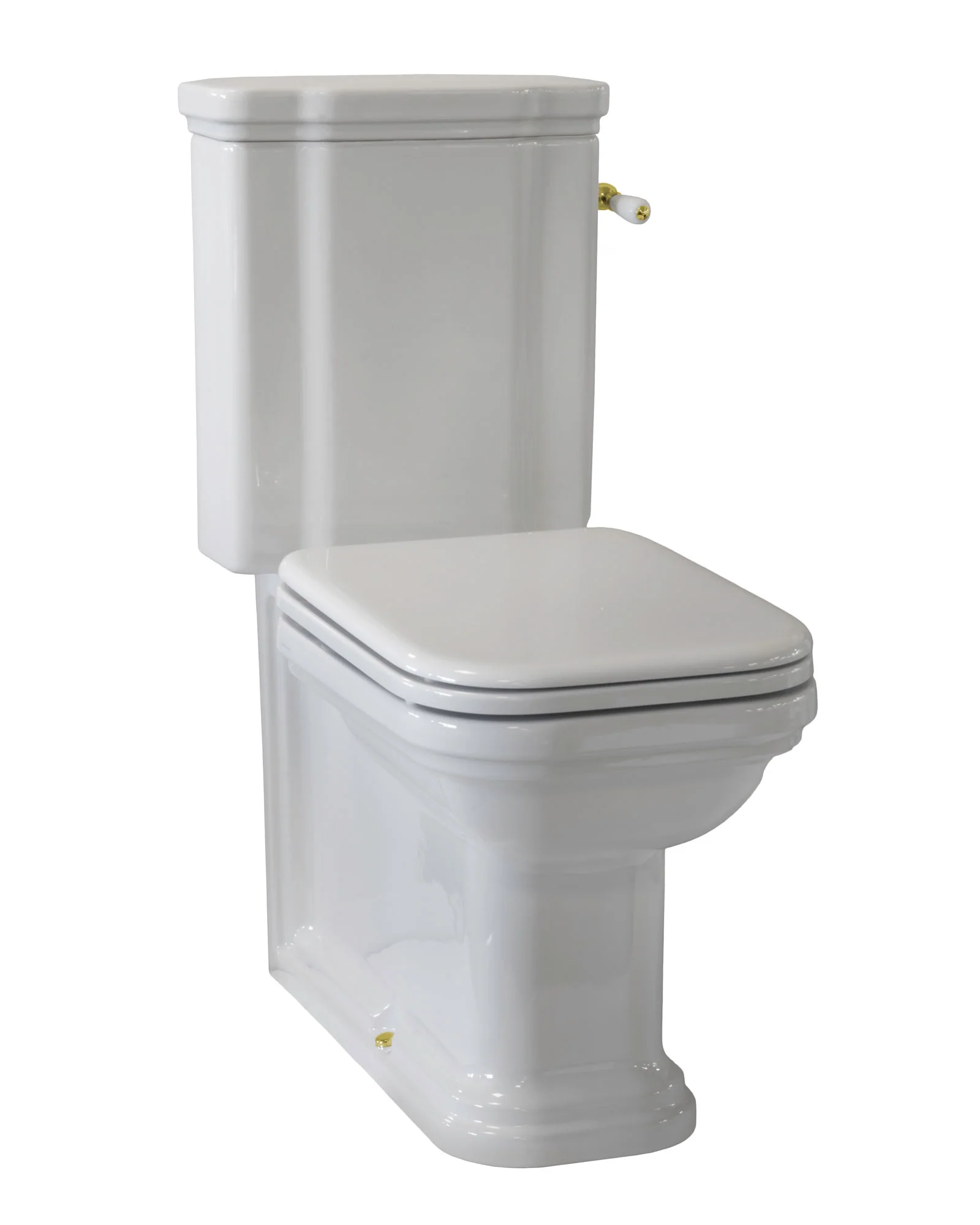 WC - Art Deco golvstående toalett med spolvred & sits - Guld
