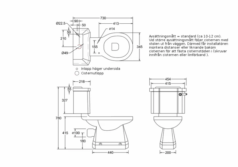 WC - Burlington golvstÄende toalett, smal cistern & sits - Image 3