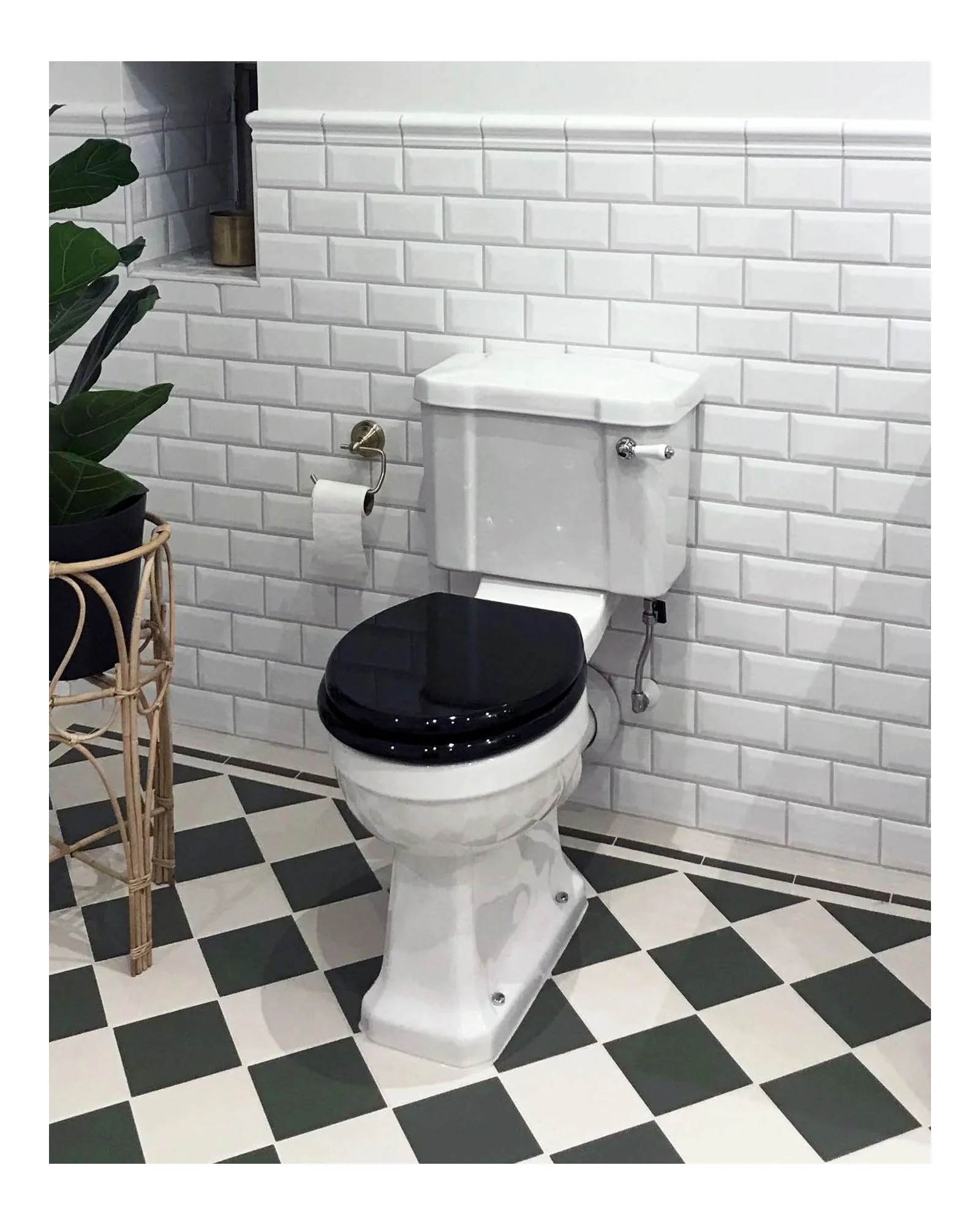WC - Burlington golvstÄende toalett, smal cistern & sits, gulddetaljer - Image 3