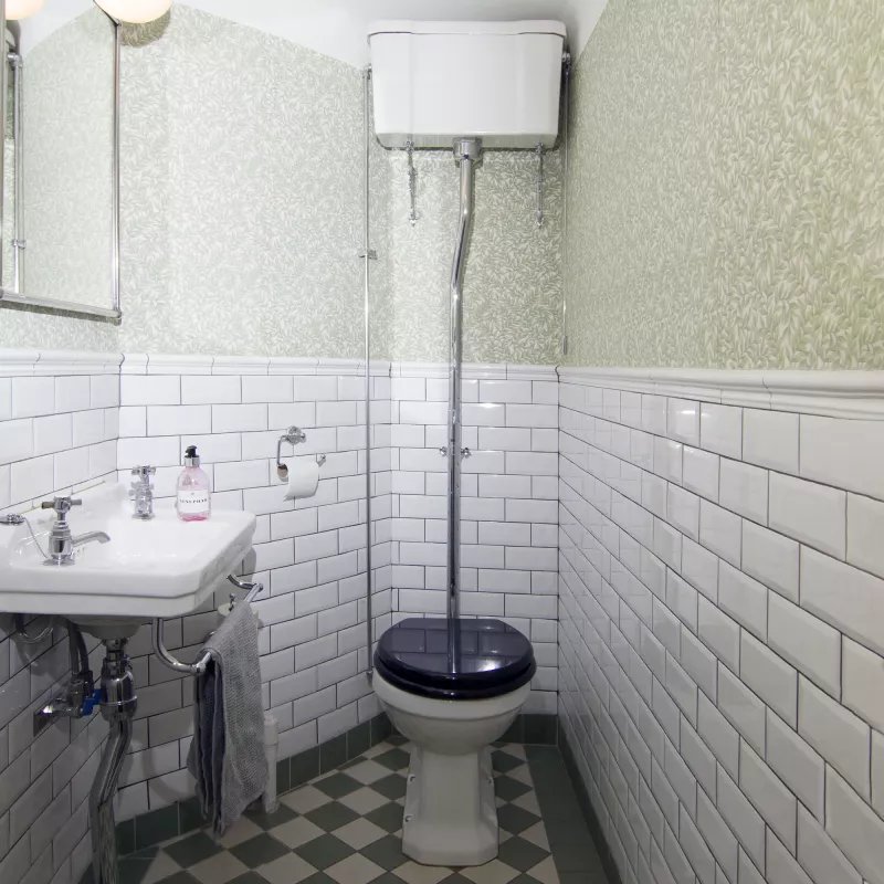 WC - Burlington högspolande toalett, väggcistern & sits - Image 2