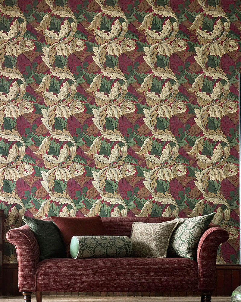 William Morris & Co. Tapet - Acanthus Madder/Thyme - Image 2