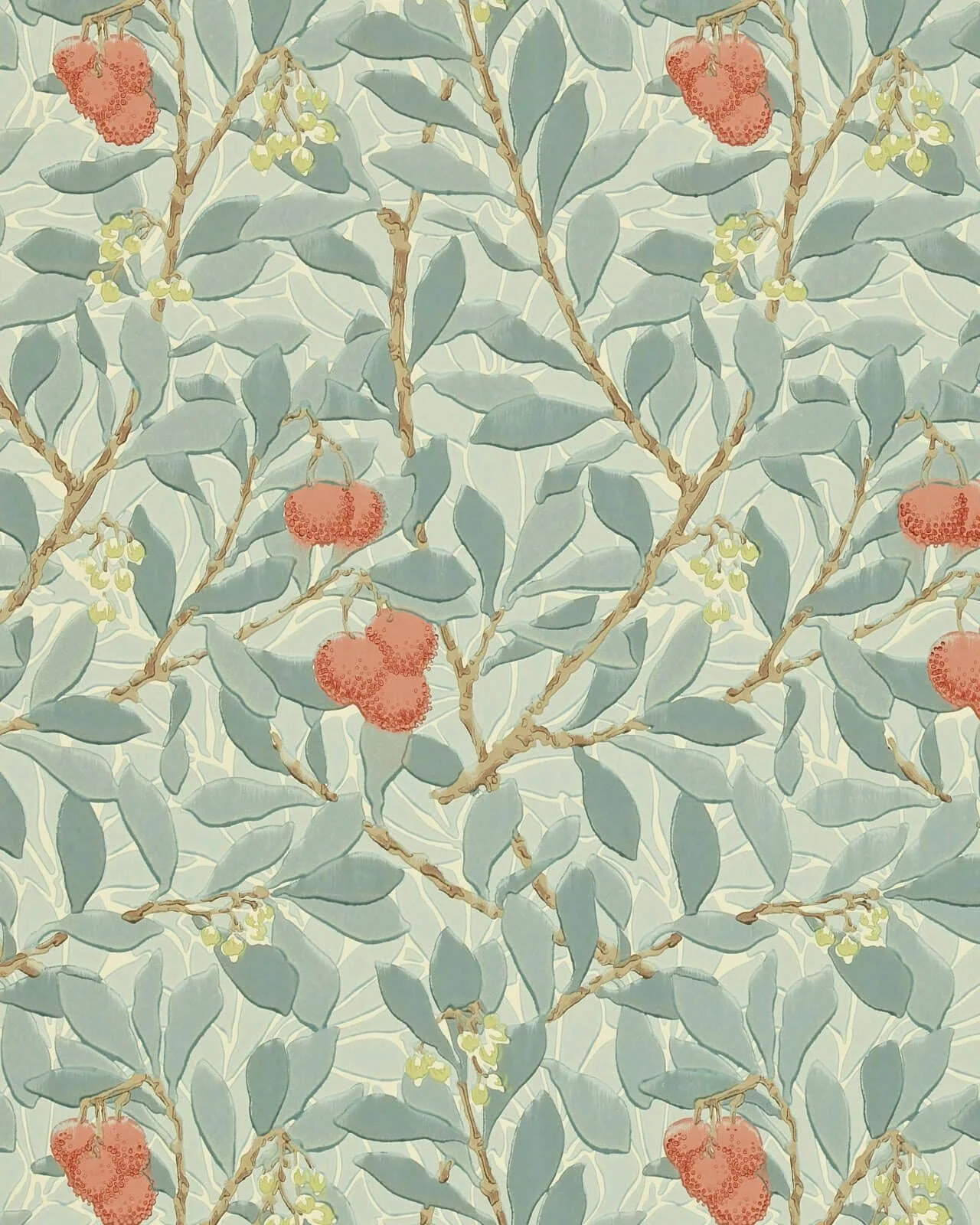 William Morris & Co. Tapet - Arbutus Blue/Pink