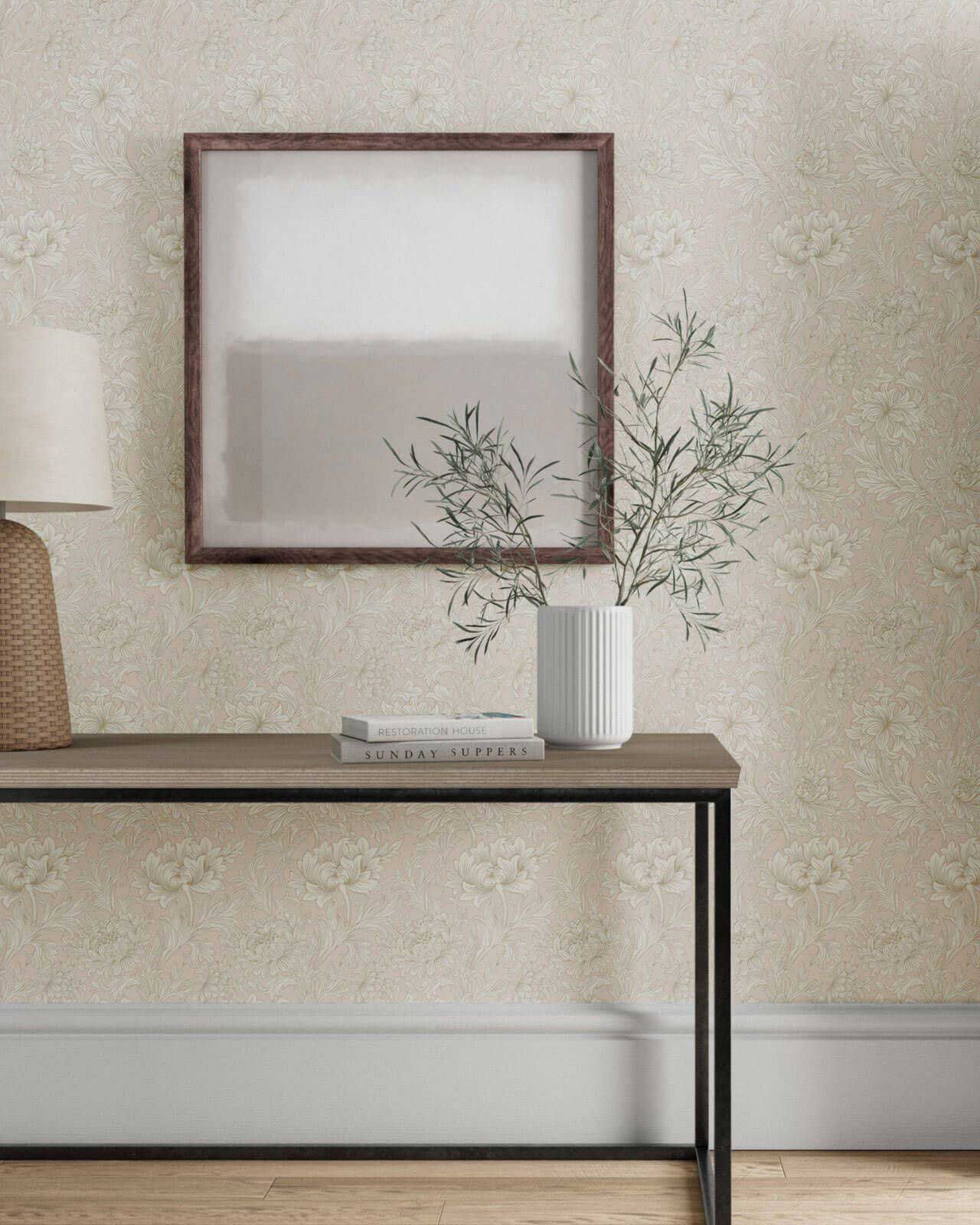William Morris & Co. Tapet - Chrysanthemum Toile Eggshell/Gold - Image 2