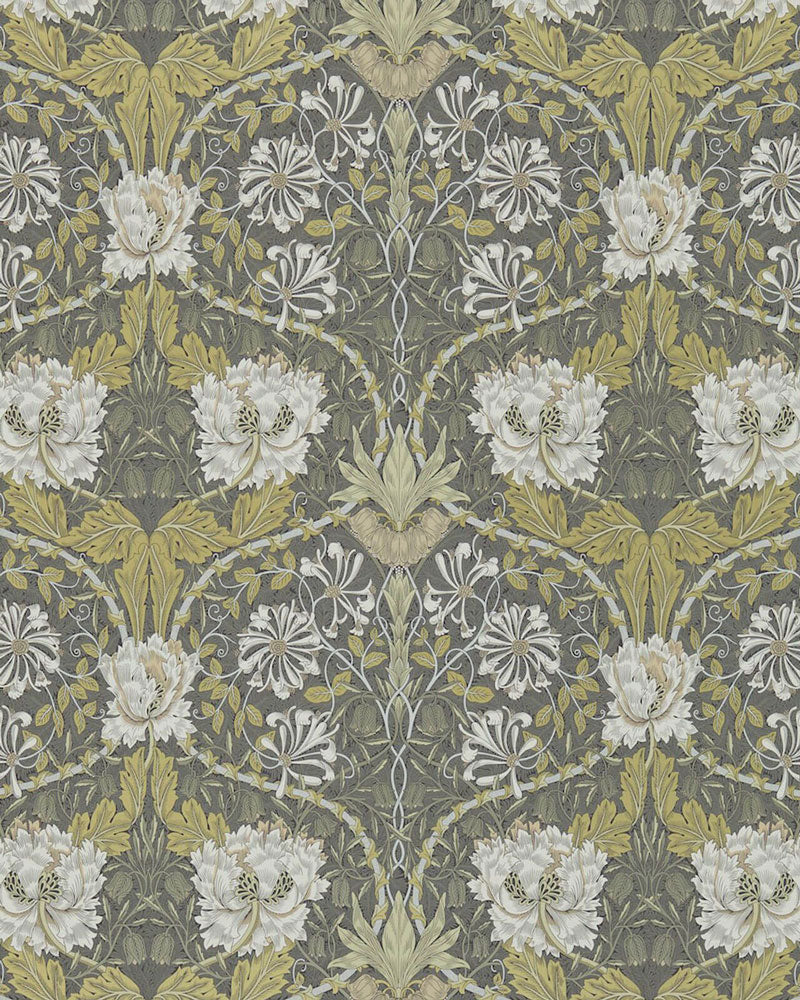 William Morris & Co. Tapet - Honeysuckle & Tulip Charcoal/Gold
