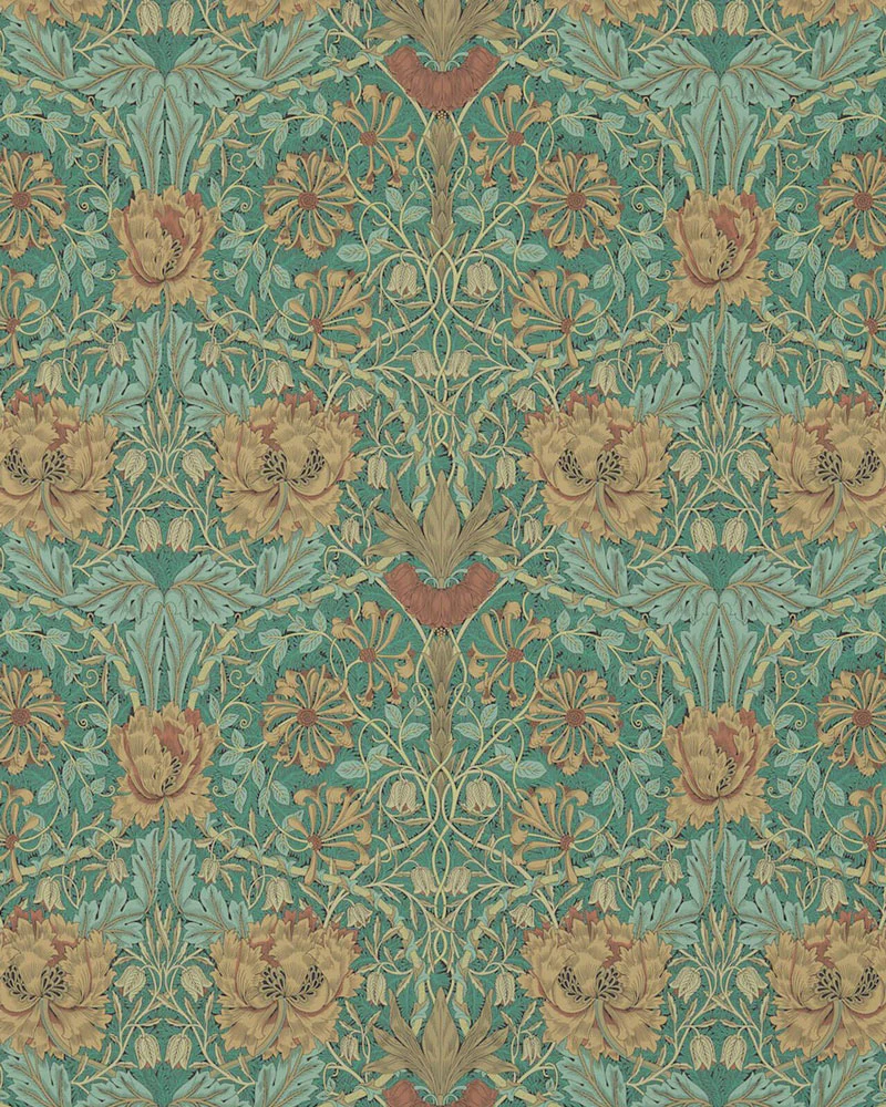 William Morris & Co. Tapet - Honeysuckle & Tulip Emerald/Russet