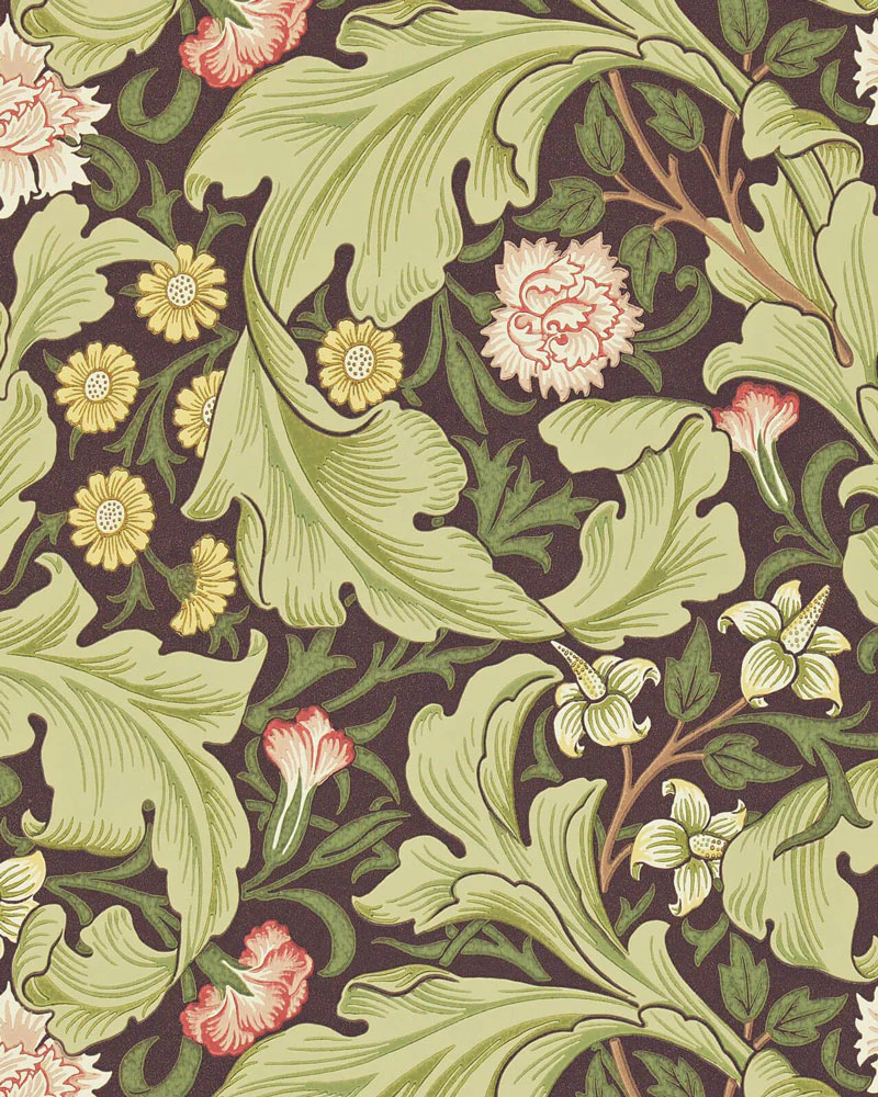 William Morris & Co. Tapet - Leicester chocolate/olive