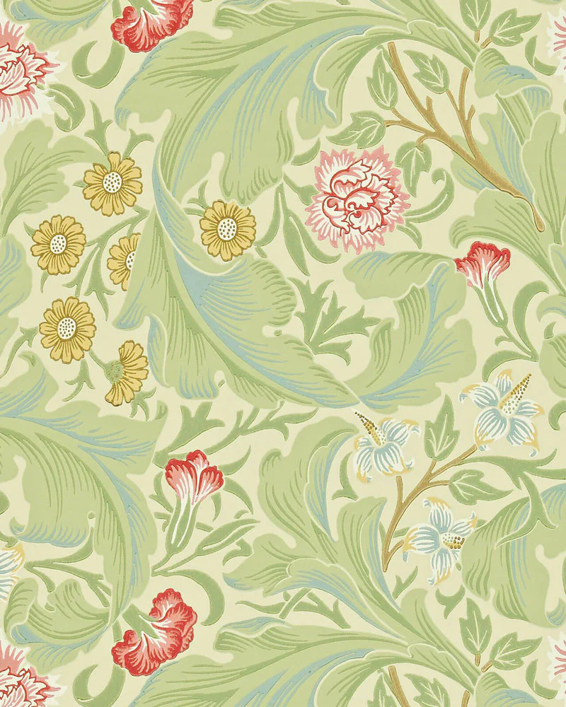 William Morris & Co. Tapet - Leicester green/coral