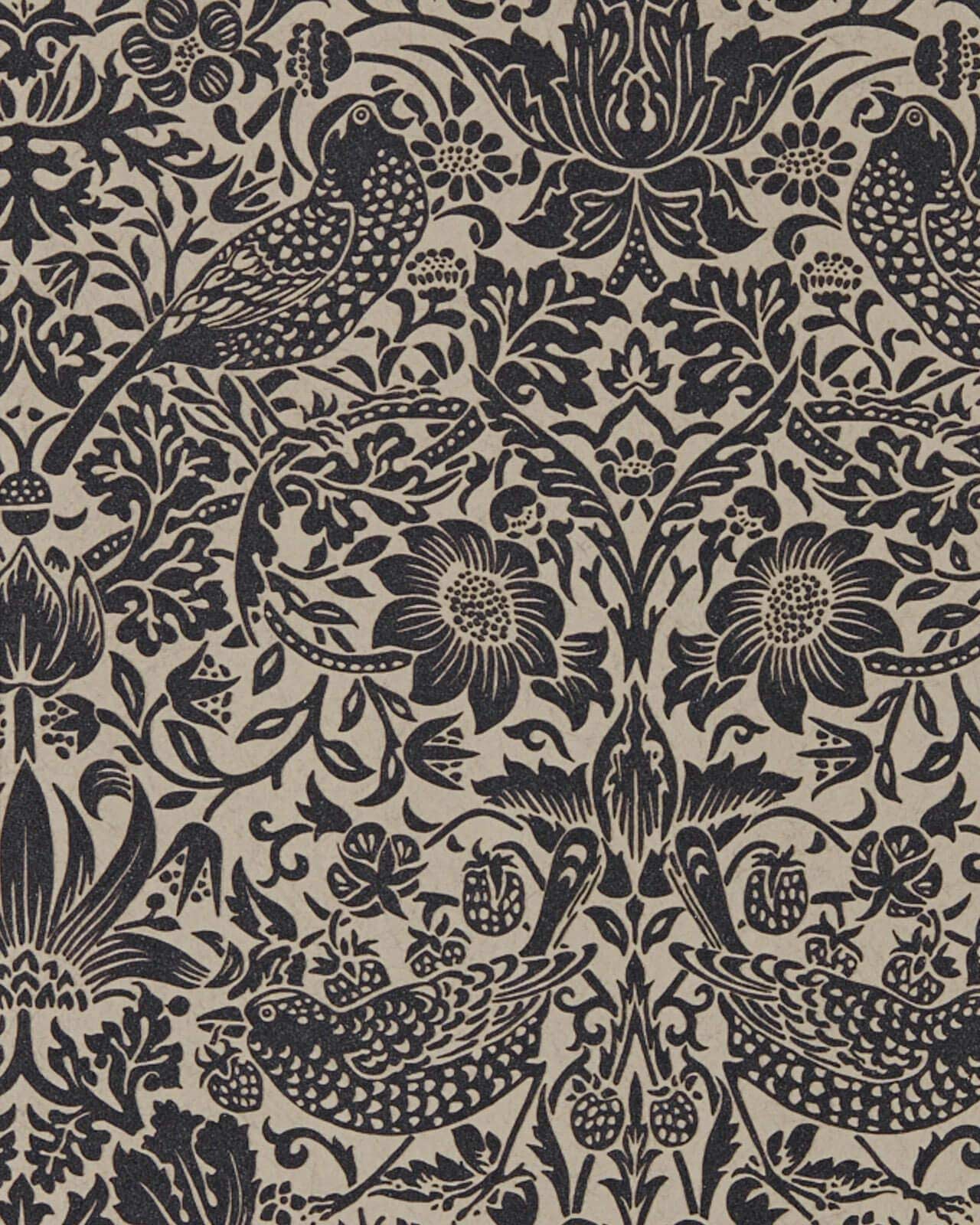 William Morris & Co. Tapet - Pure Strawberry Thief Gilver/Graphite