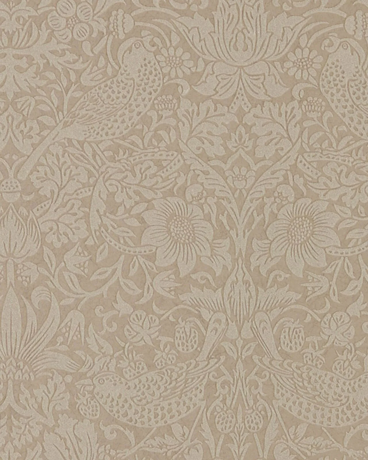 William Morris & Co. Tapet - Pure Strawberry Thief Taupe/Gilver