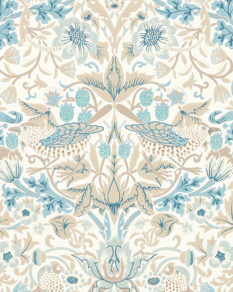 William Morris & Co. Tapet - Simply Strawberry Thief slate/vellum